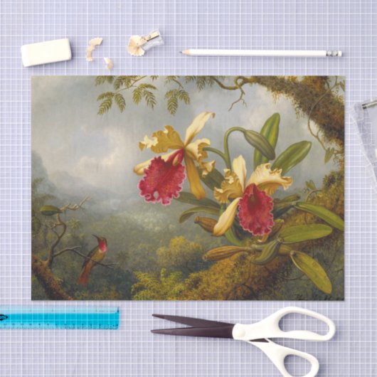 Papier Mousseline Orchidées et colibri Heade (Artisanat)