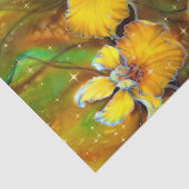 Papier Mousseline Orchidées Jaunes Magique Or Étoiles Vert (Détail)