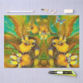 Papier Mousseline Orchidées Jaunes Magique Or Étoiles Vert (Artisanat)