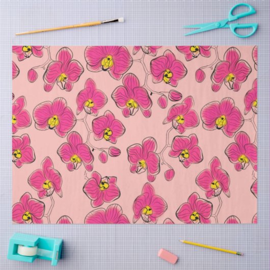 Papier Mousseline Orchidées phalaenopsis fleurs p (Artisanat)