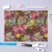 Papier Mousseline Orchidées rouges. (Artisanat)