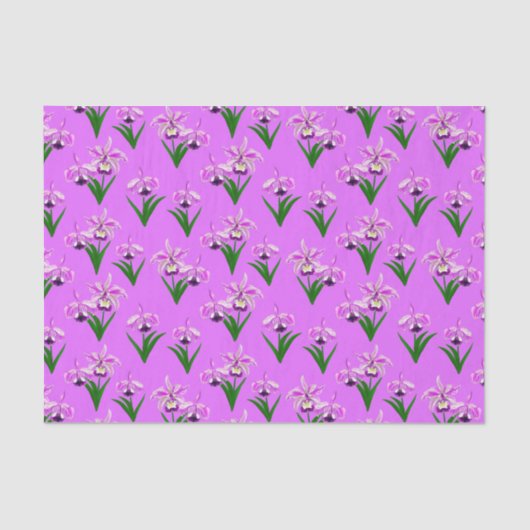 Papier Mousseline Orchidées sauvages - Orchidées violettes et feuill (Recto)