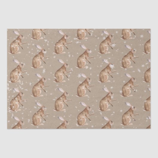 Papier Mousseline Oreille Rustique Kraft Elégant Snowy Animaux d'hiv (Recto)