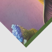 Papier Mousseline Oriental bleu calico chat sauvage, Imaginaire (Détail)