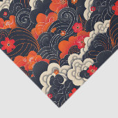 Papier Mousseline Oriental floral rouge et noir (Détail)