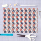 Papier Mousseline Oriental Rouge Bleu Bleu Flèches géométriques Art (Artisanat)