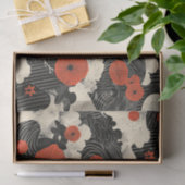 Papier Mousseline Oriental rouge et noir (Cadeau)