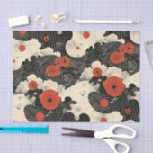 Papier Mousseline Oriental rouge et noir (Artisanat)