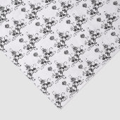 Papier Mousseline Ornate Black and White Flower Art Pattern (Détail)