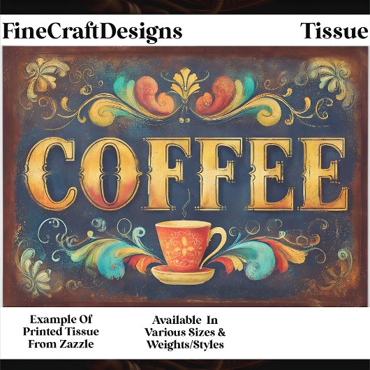 Papier Mousseline Ornate Distressed Coffee Typography FA1 Decoupage