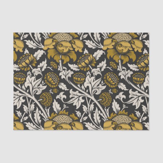Papier Mousseline Ornate floral pattern with large gold flowers  (Recto)
