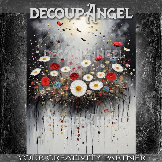 Papier Mousseline Ornement Floral Coloré Ver. - Découpage -