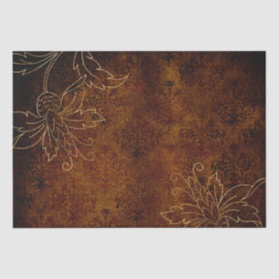 Papier Mousseline Ornement floral doré vintage grunge damassé