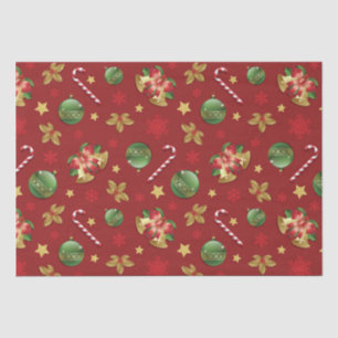 Papier Mousseline Ornementation de Noël et Motif Sucre de canne
