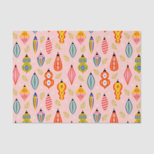 Papier Mousseline Ornements colorés rétro Motif de Noël (Recto)