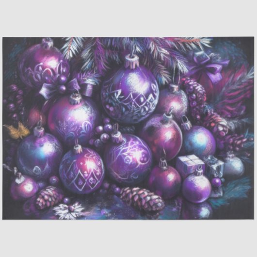 Papier Mousseline Ornements dans les nuances de la calèche violette (Recto)