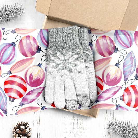 Papier Mousseline Ornements de Noël Aquarelle Motif vacances