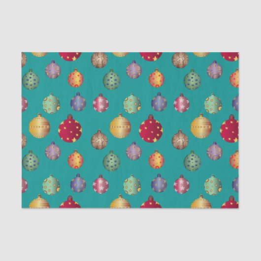 Papier Mousseline Ornements de Noël colorés et gais (Recto)