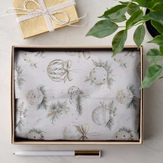 Papier Mousseline Ornements de Noël Crème Chic (Cadeau)