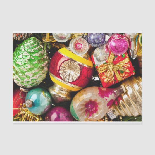 Papier Mousseline Ornements de Noël rustiques vieux millésime (Recto)