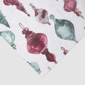 Papier Mousseline Ornements de Noël vert rouge Bourgogne (Détail)