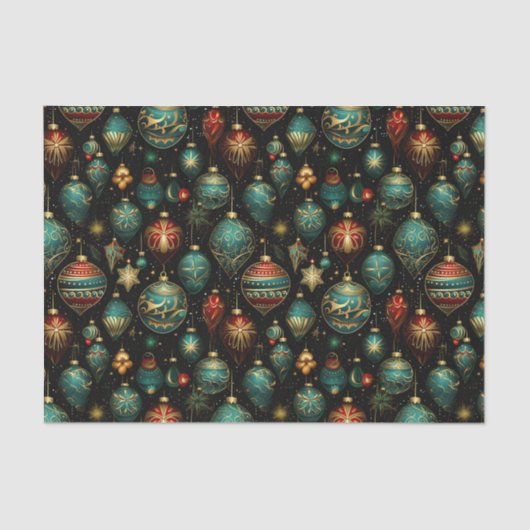 Papier Mousseline Ornements de Noël victoriens avec accents or (Recto)