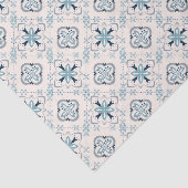 Papier Mousseline ornements marocains bleu crème ethnique design Est (Détail)