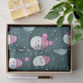 Papier Mousseline Ornements modernes Snowmen rose et vert Noël (Cadeau)