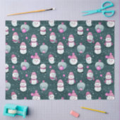 Papier Mousseline Ornements modernes Snowmen rose et vert Noël (Artisanat)