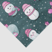 Papier Mousseline Ornements modernes Snowmen rose et vert Noël (Détail)