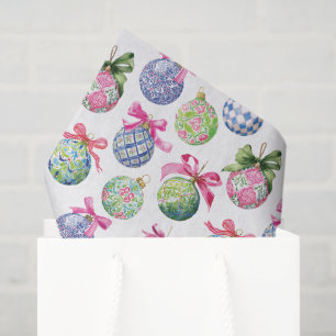 Papier Mousseline Ornements Préppy Christmas Baubles