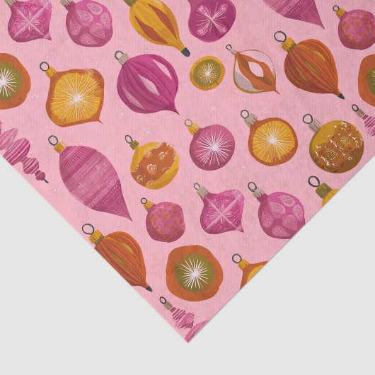 Papier Mousseline Ornements rétro à Noël rose (Détail)