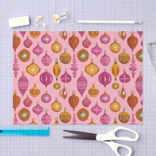 Papier Mousseline Ornements rétro à Noël rose (Artisanat)