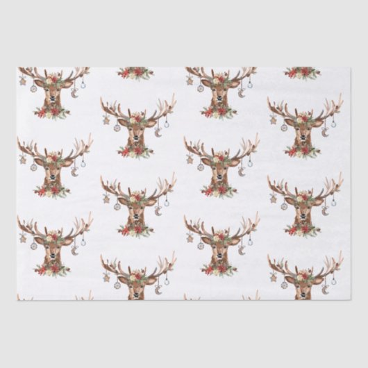 Papier Mousseline Ornements rustiques Antler Reindeer de Noël (Recto)