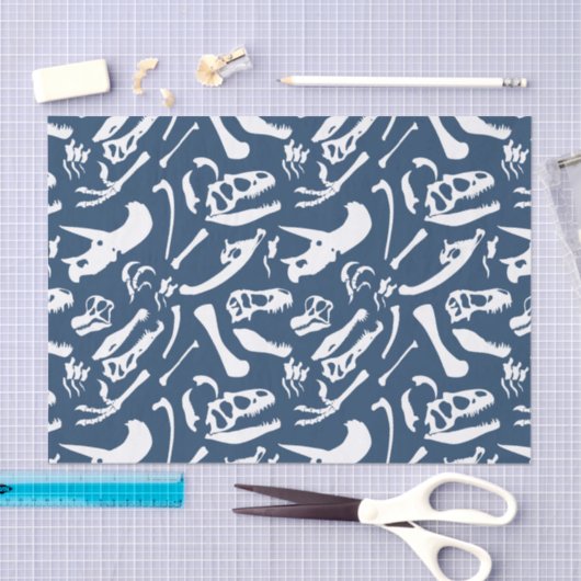 Papier Mousseline Os de dinosaure (bleus) (Artisanat)