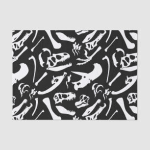 Papier Mousseline Os de dinosaure (noir et blanc)