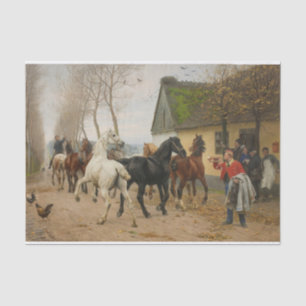 Papier Mousseline Otto Bache Une chaîne de chevaux en dehors d'une
