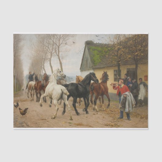 Papier Mousseline Otto Bache | Une chaîne de chevaux en dehors d'une (Recto)