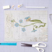 Papier Mousseline Oubliez-moi pas Blue Butterfly Flower French Scrip (Artisanat)