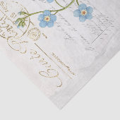 Papier Mousseline Oubliez-moi pas Blue Butterfly Flower French Scrip (Détail)