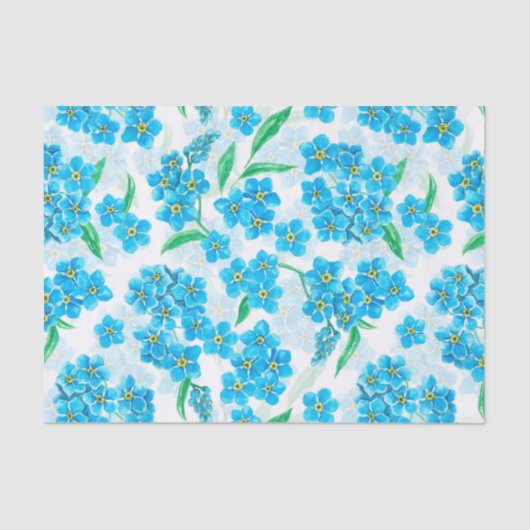 Papier Mousseline Oubliez-moi pas les fleurs d'aquarelle (Recto)