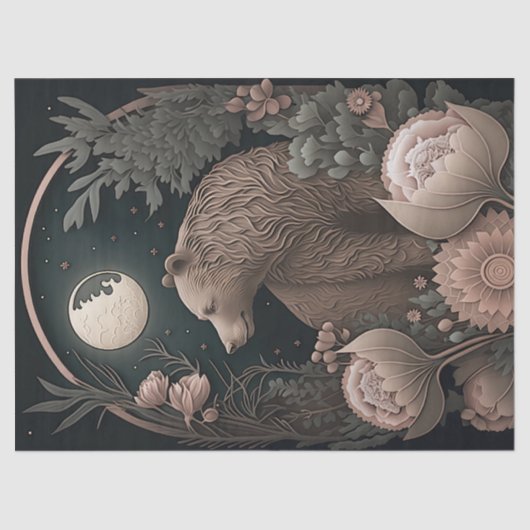 Papier Mousseline Ours Avec Fleurs (Recto)