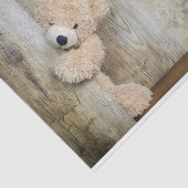 Papier Mousseline Ours Cute Stuffé Mur Rustique En Bois (Détail)