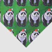 Papier Mousseline Ours de panda à Santa Hat sur Vert (Détail)