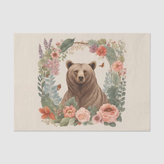 Papier Mousseline Ours Decoupage Cottagecore (Recto)