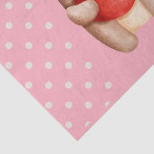 Papier Mousseline Ours en peluche mignon portant un coeur rouge (Détail)