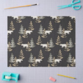 Papier Mousseline Ours et sapins sur arrière - plan noir (Artisanat)