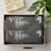 Papier Mousseline Ours et sapins sur arrière - plan noir (Cadeau)