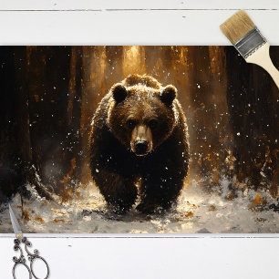 Papier Mousseline Ours grizzli dans la page Découpage de peinture fo
