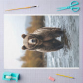 Papier Mousseline Ours grizzli traversant une déviation d'une rivièr (Artisanat)